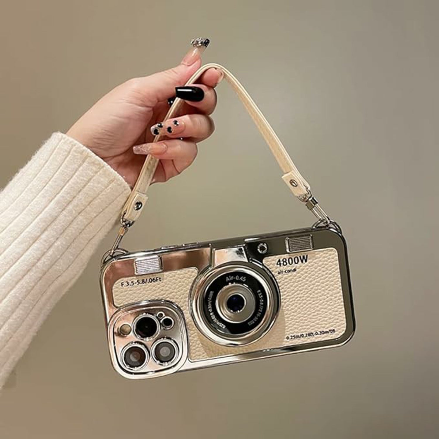 Cute 3D Vintage Camera Phone Case with Hand Strap Unique Cool Silicone TPU Case Shockproof Protective Case Girls for iPhone 11 12 13 14 15