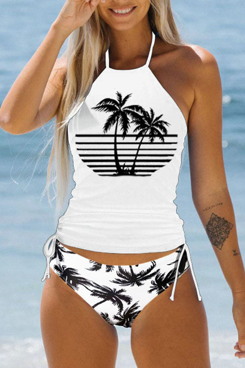 🔥Women's Tropical Plants Print Two Piece Swimwear - Fashionpara