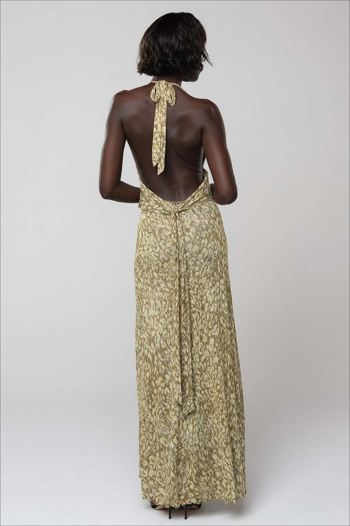 Floral Halter Deep V Backless Maxi Gown 8