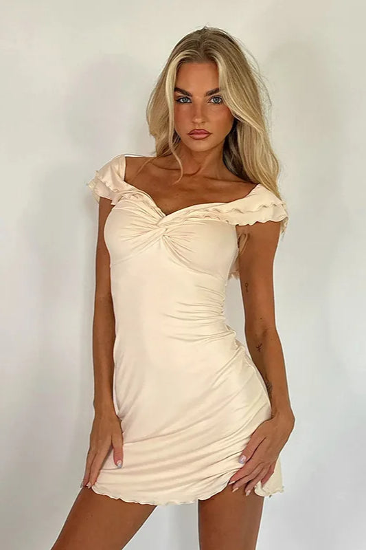 Off Shoulder Ruffled Mini Dress