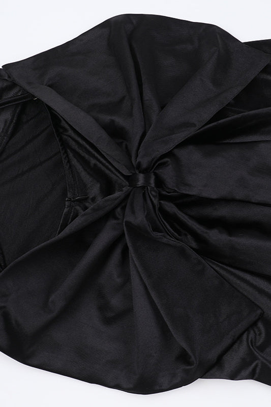 Satin Bowknot Strap Party Dress