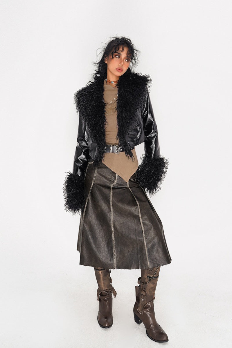 Glossy Vintage Style Jacket Coat for Timeless Elegance