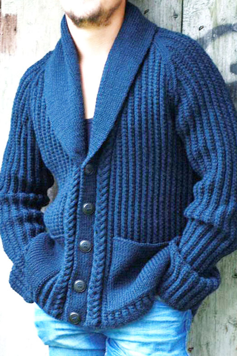 Uniqshe Men's Lapel Single Breasted Long Sleeve Cardigan Jumper Jacket Fashionpara