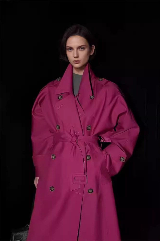 Korean British Double Breasted Elegant Mid Length Overcoat - Fashionpara