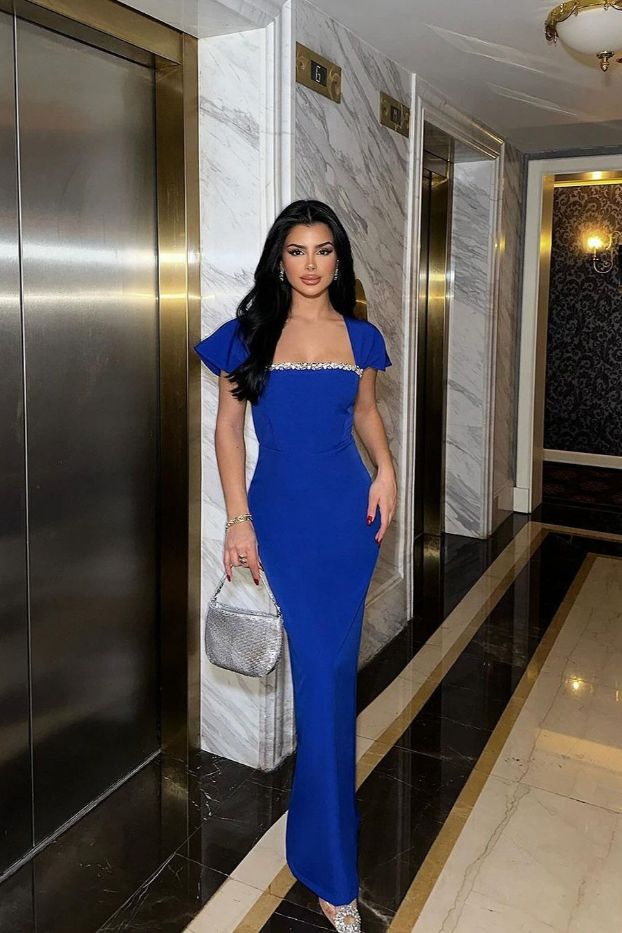 Rhinestone Bandage Formal Dress - View 4