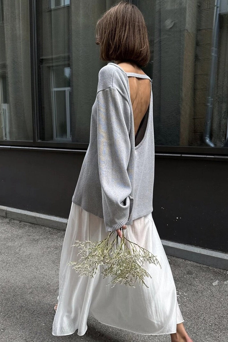 Backless Loose Fit Knit Blouse