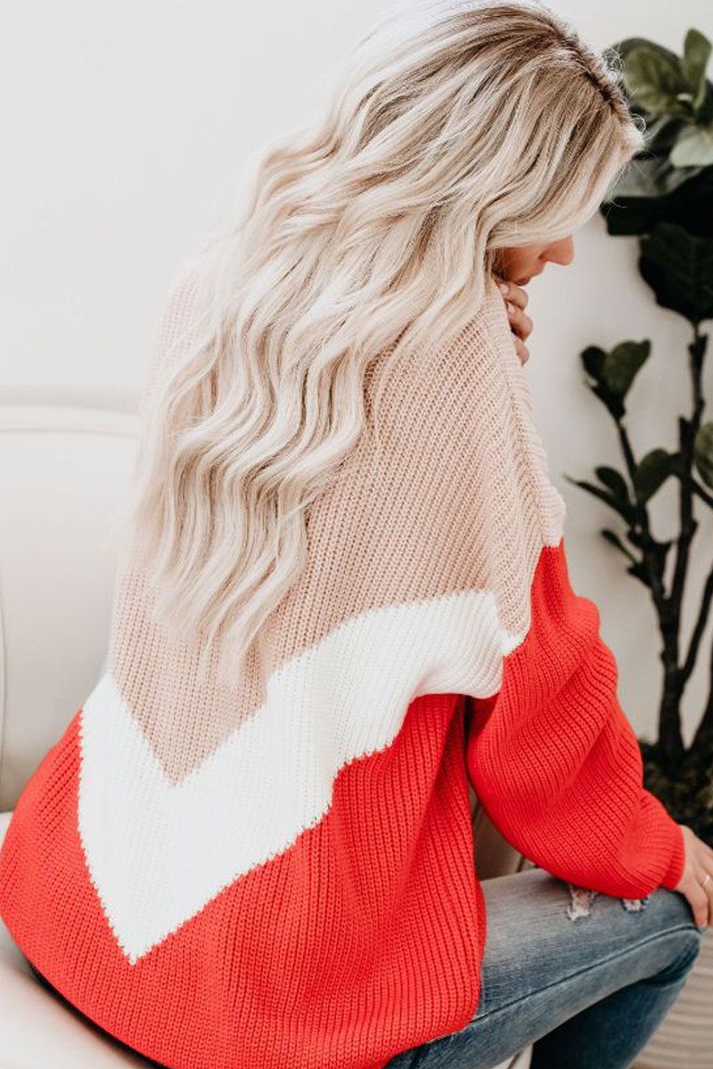 O Neck Patchwork Sweater(2 Colors)  Fashionpara