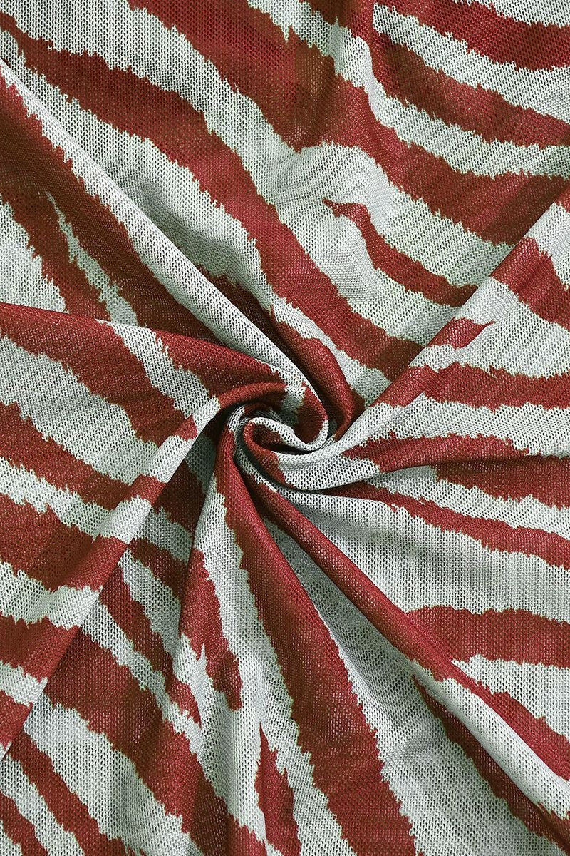 Printed Mesh Long Sleeve Blouse