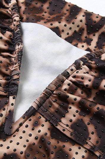 Elegant Leopard Print V Neck Formal Maxi Dress