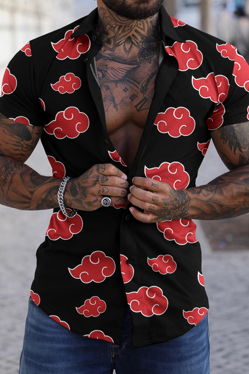 Men's Casual Hokage Printed Short Sleeve Shirt Fashionpara