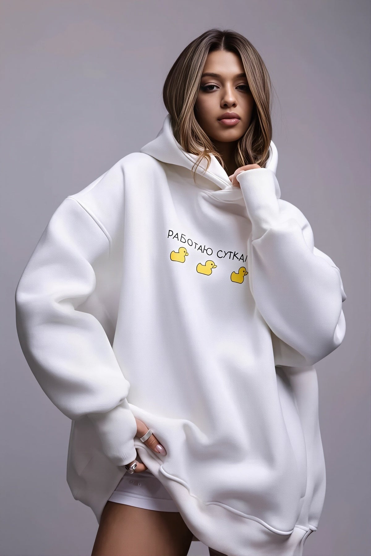 Duck Graphic Oversized Pullover Hoodie 2