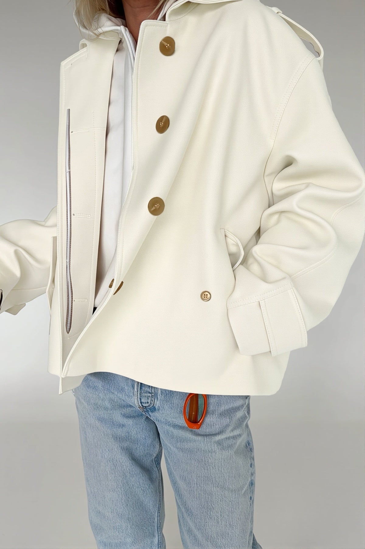 Point Collar Belted Short Trench Coat