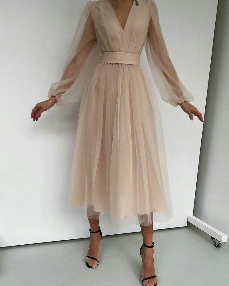Graduation dress Short A Line Prom Dresses V Neck Long Puff Sleeve Tulle Formal Wedding Evening Party Dresses For Graduation