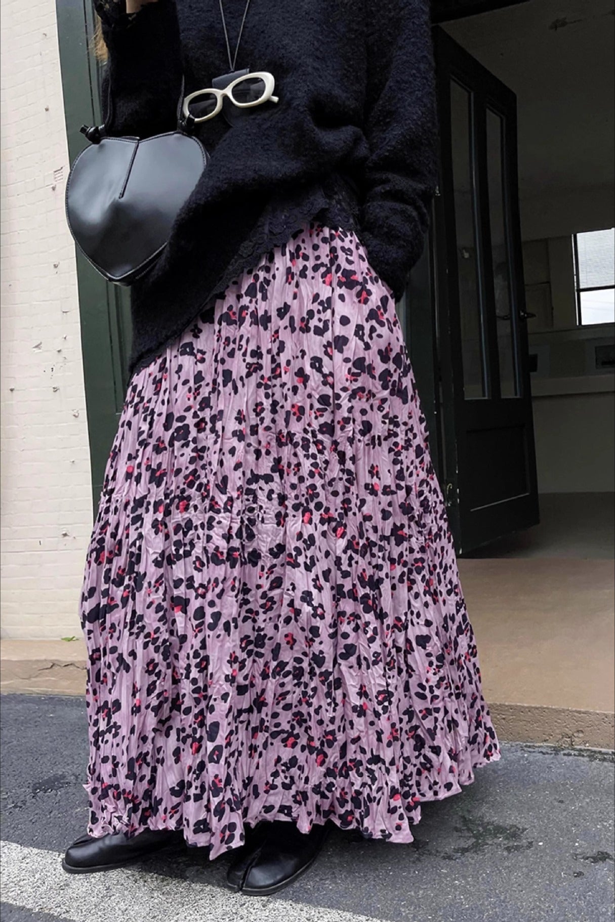 Vintage Leopard Midi Flare Skirt