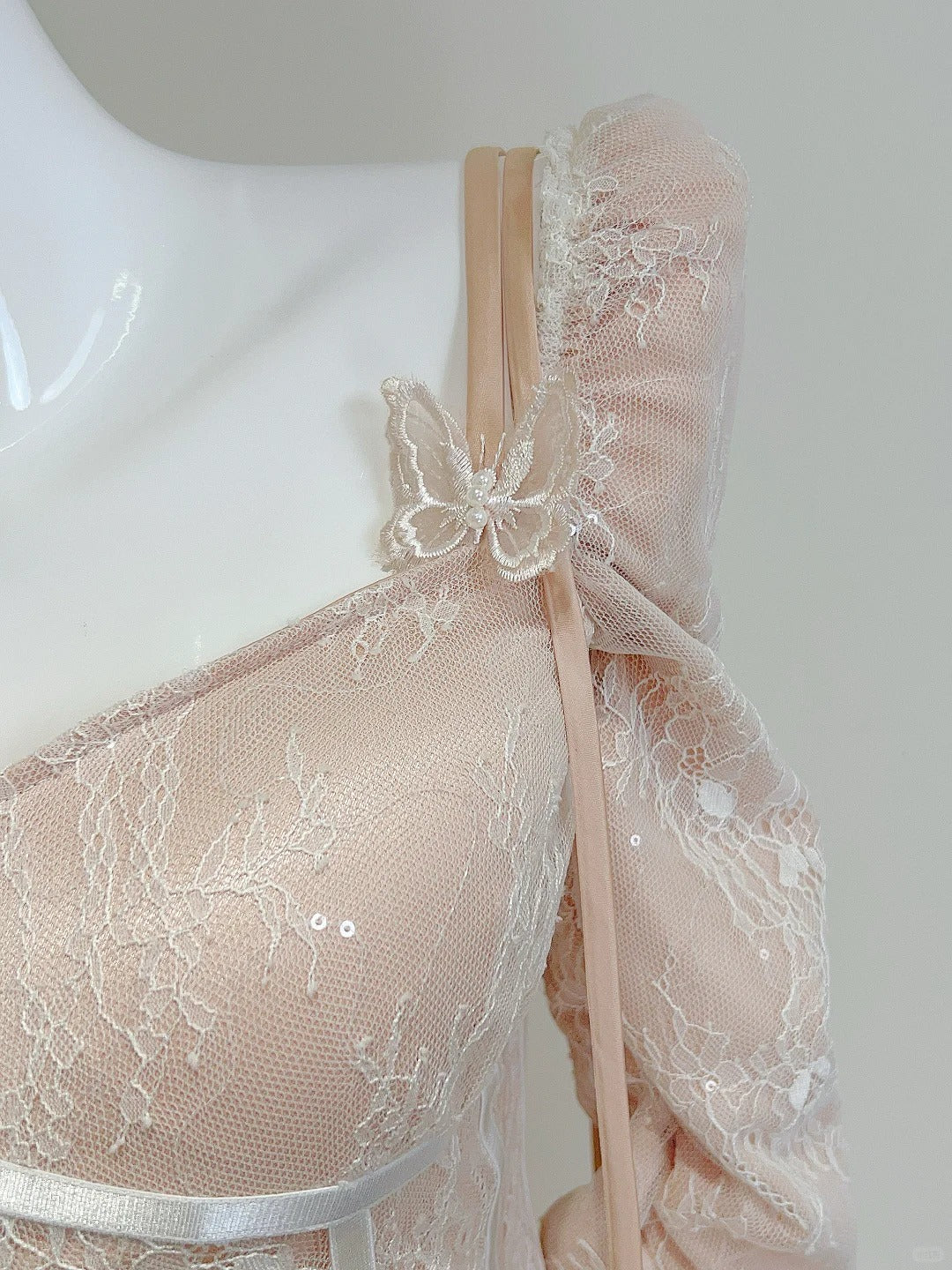 Retro Palace Nude Pink A-line Long Lace Tulle Long Prom Dress Evening Dress P4064