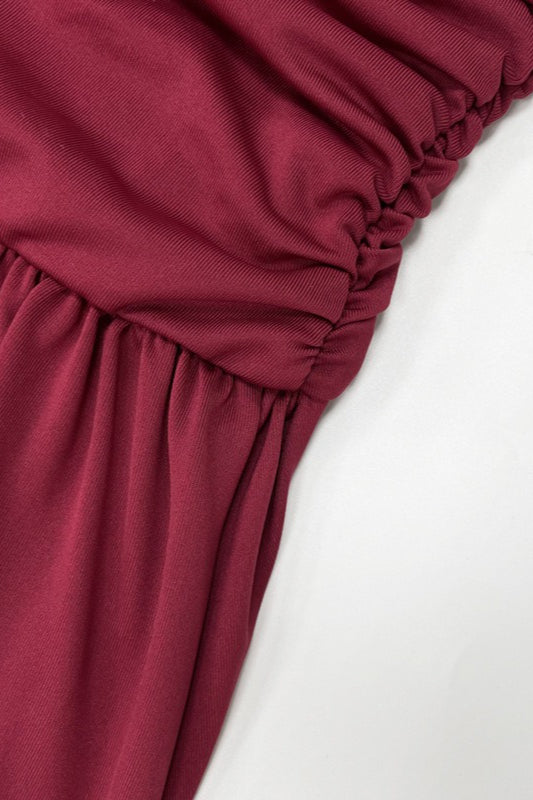Strapless Ruched Flowy Maxi Formal Dress - View 12