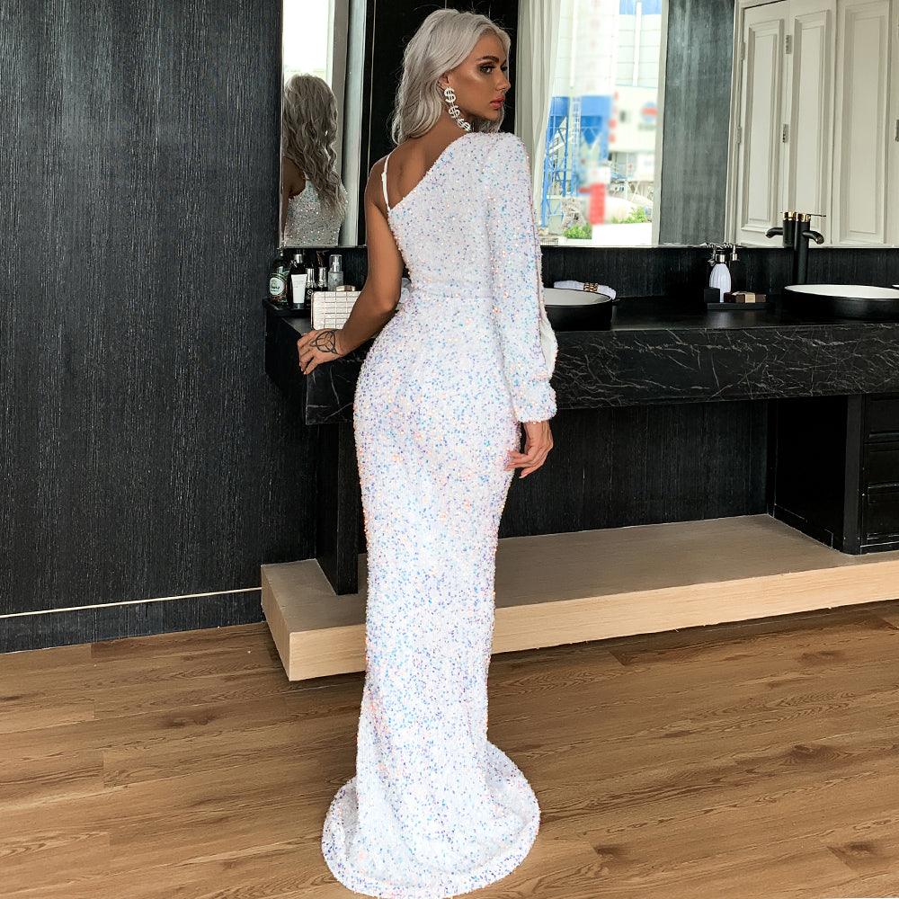 Glimmering Split Sleeved Sequins Dress - Fashionpara