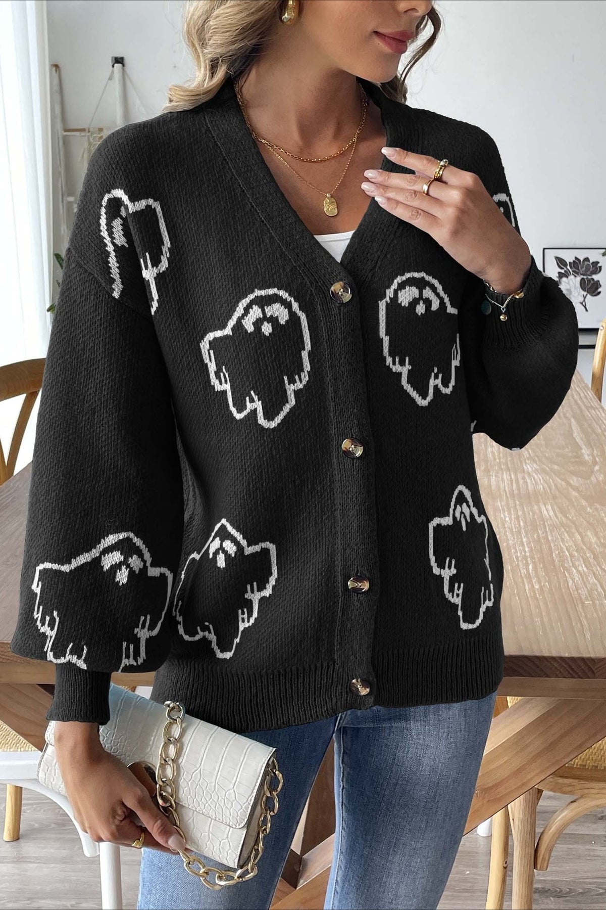 Jacquard Button Cardigan 7