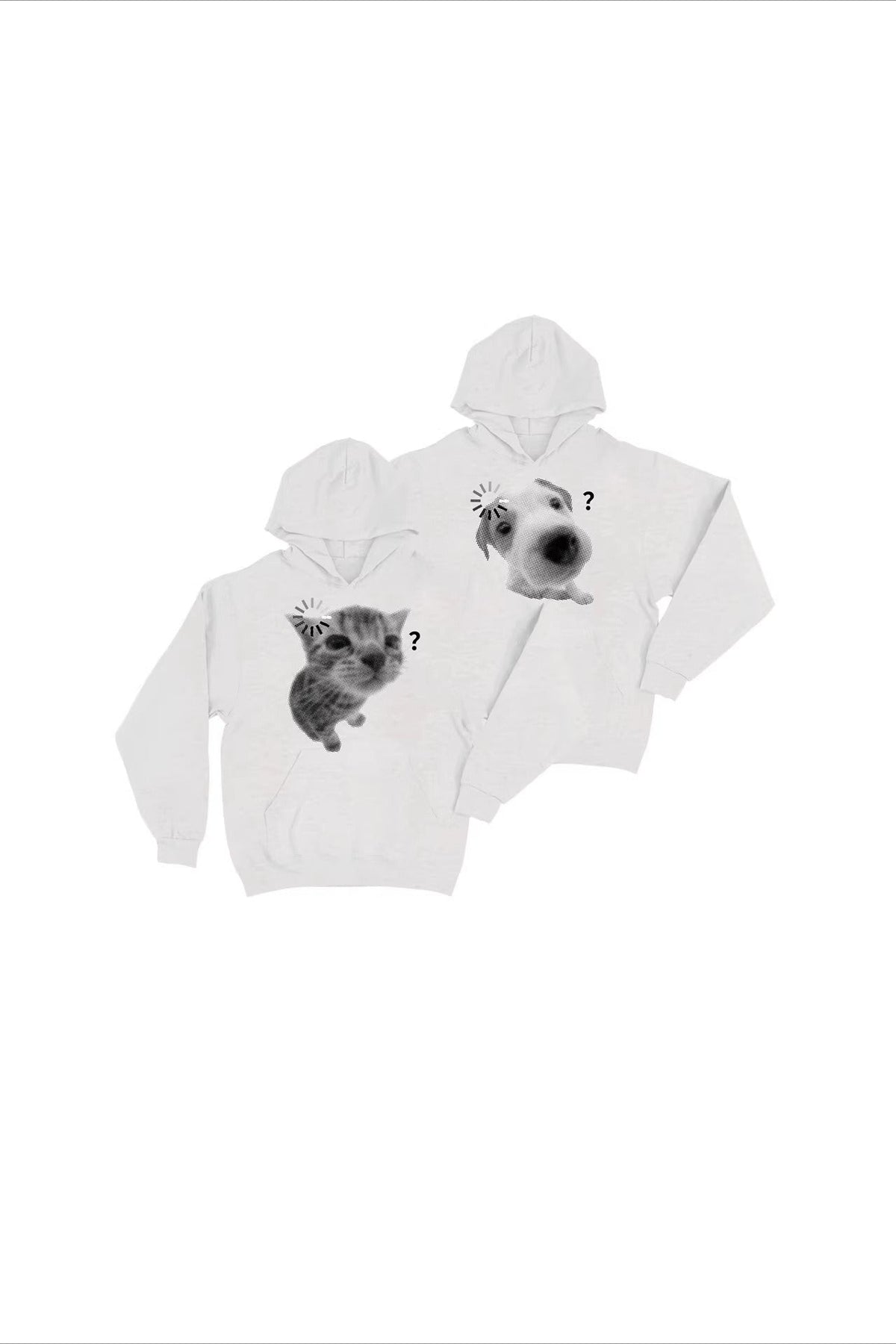 Cat and Dog Graphic Heavyweight Pullover Hoodie 3