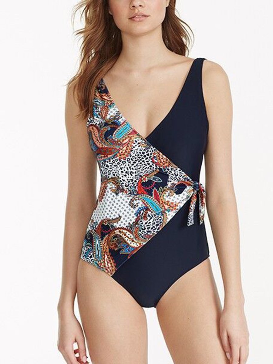 Floral Print One-piece Swimsuit - Fashionpara