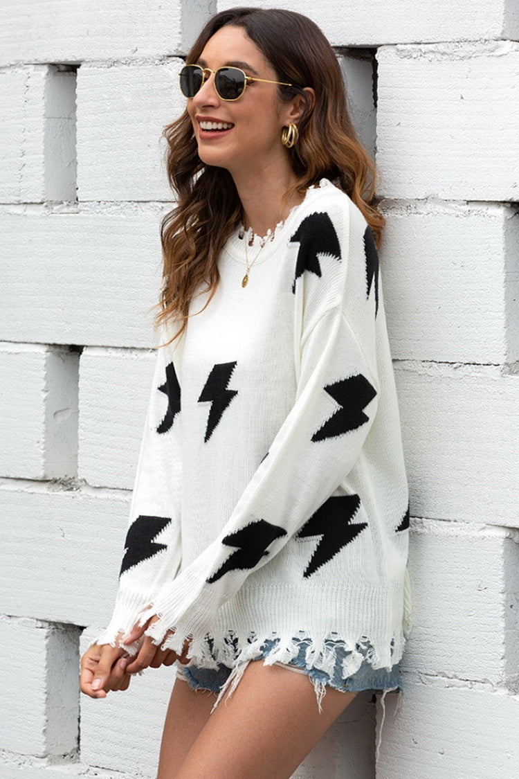 RadyRin Flash Tassels Sweater in Elegant White Shade