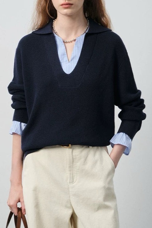 Two-in-One Wool Blend Knit Top