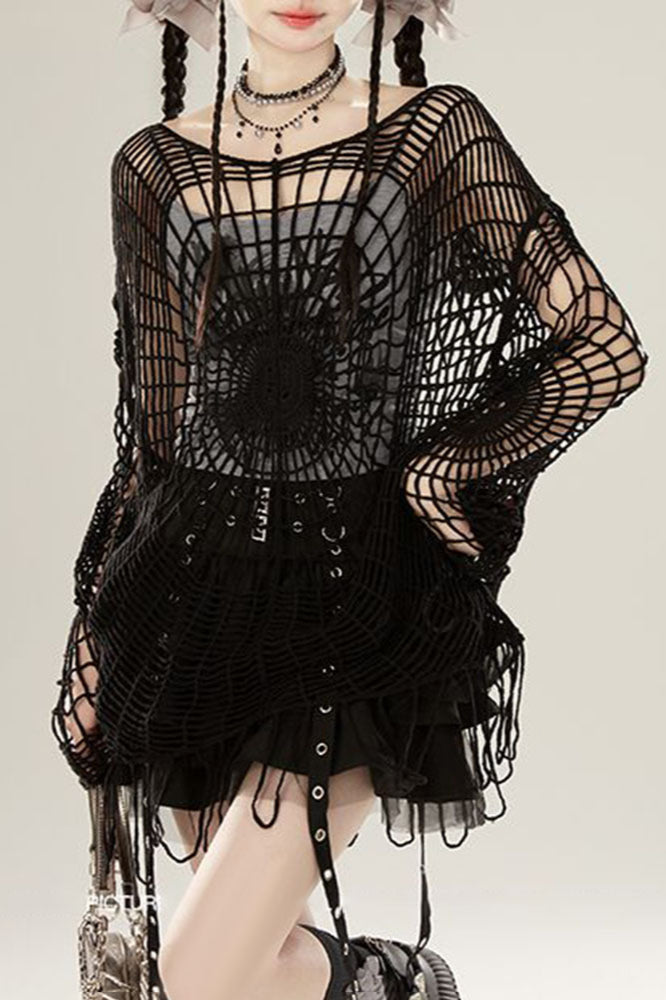 PrincessAce Spider Web Knit Sweater for Chic Comfort