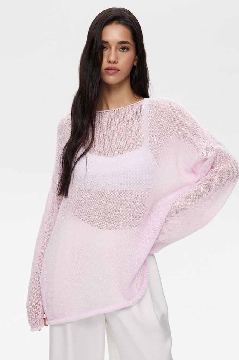 Sheer Knit Flare Sleeve Sweater
