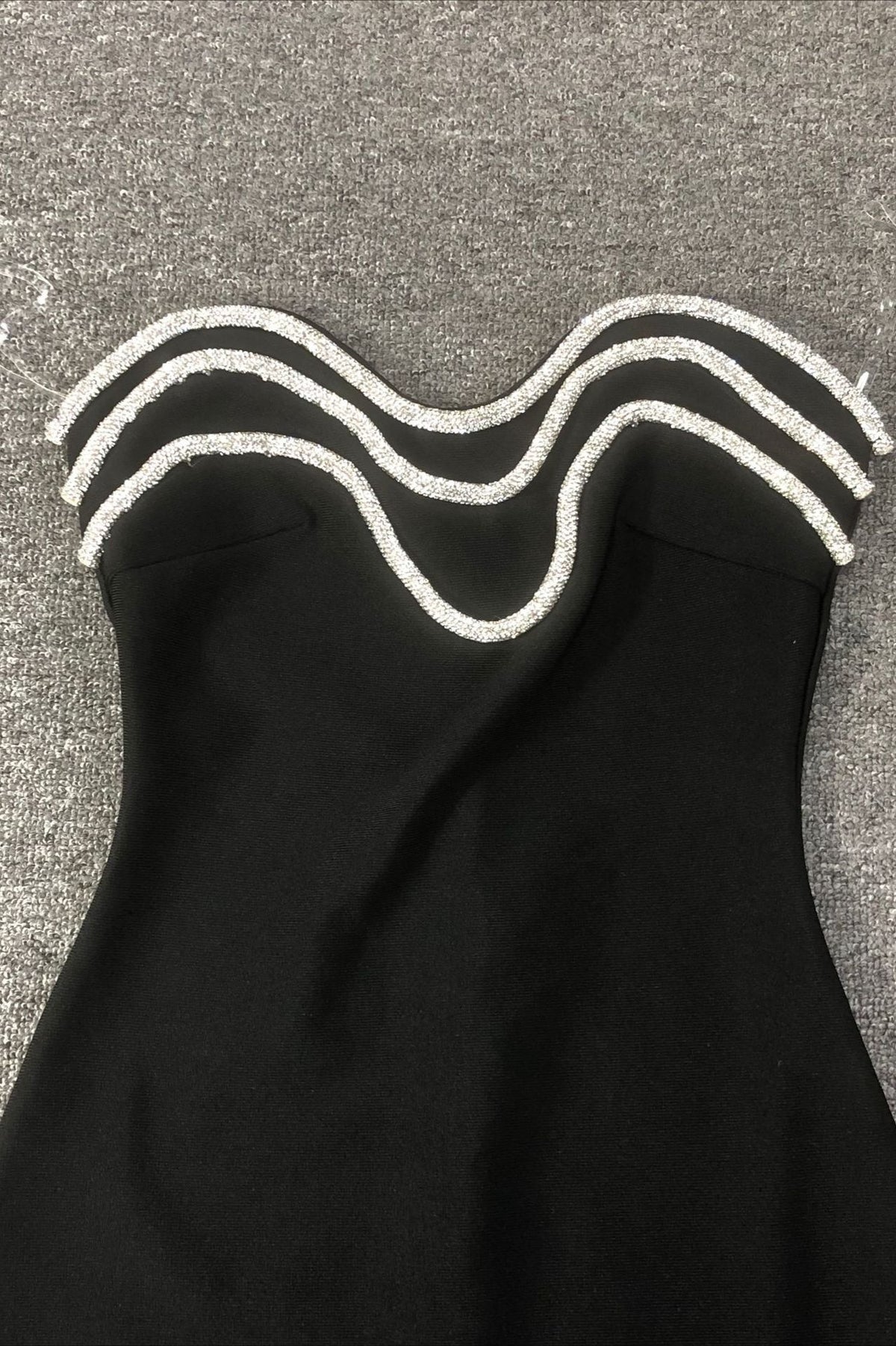Crystal Trim Strapless Sweetheart Bandage Midi Dress