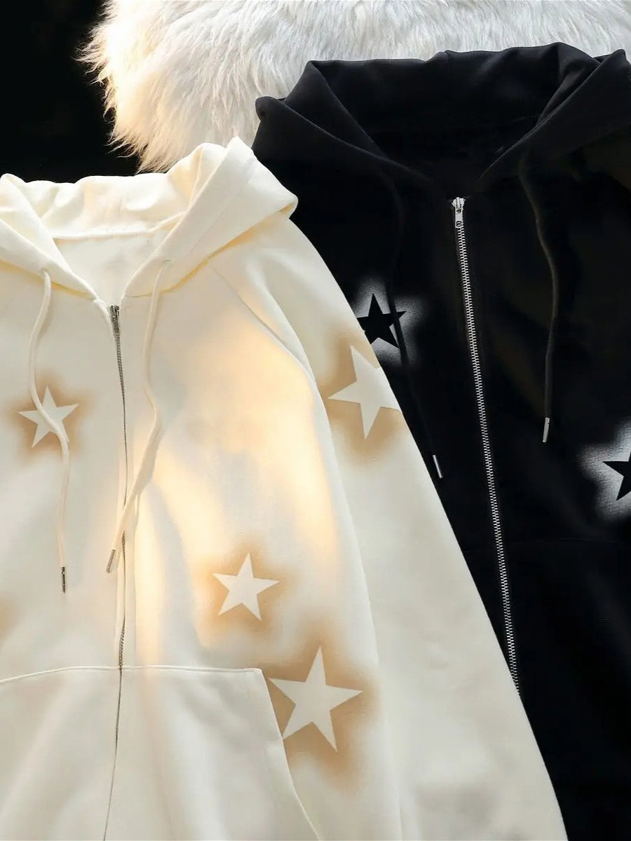 Graffiti Star Print Zip Hoodie 5
