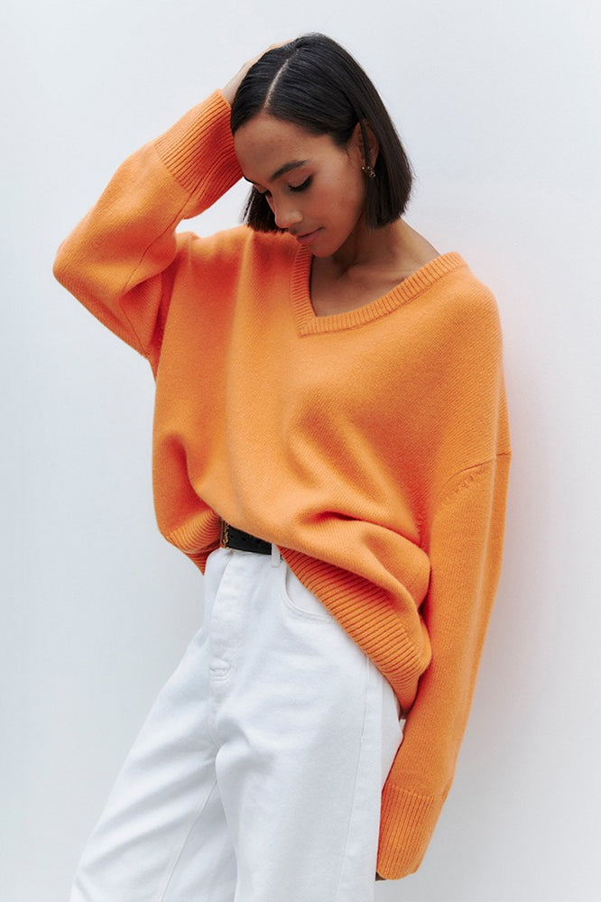 V Neck Pullover Knit Sweater