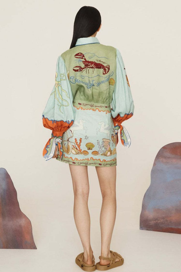 Casual Linen Shirt Collar Cardigan Two-Piece Set - Fashionpara