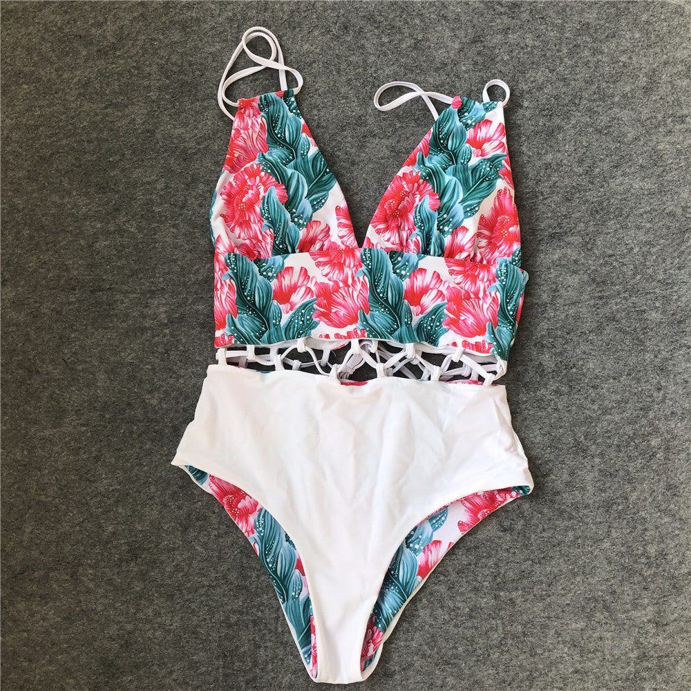 Polynesia | Reversible Tropical Print One Piece Swimsuit a Four-piece - Fashionpara