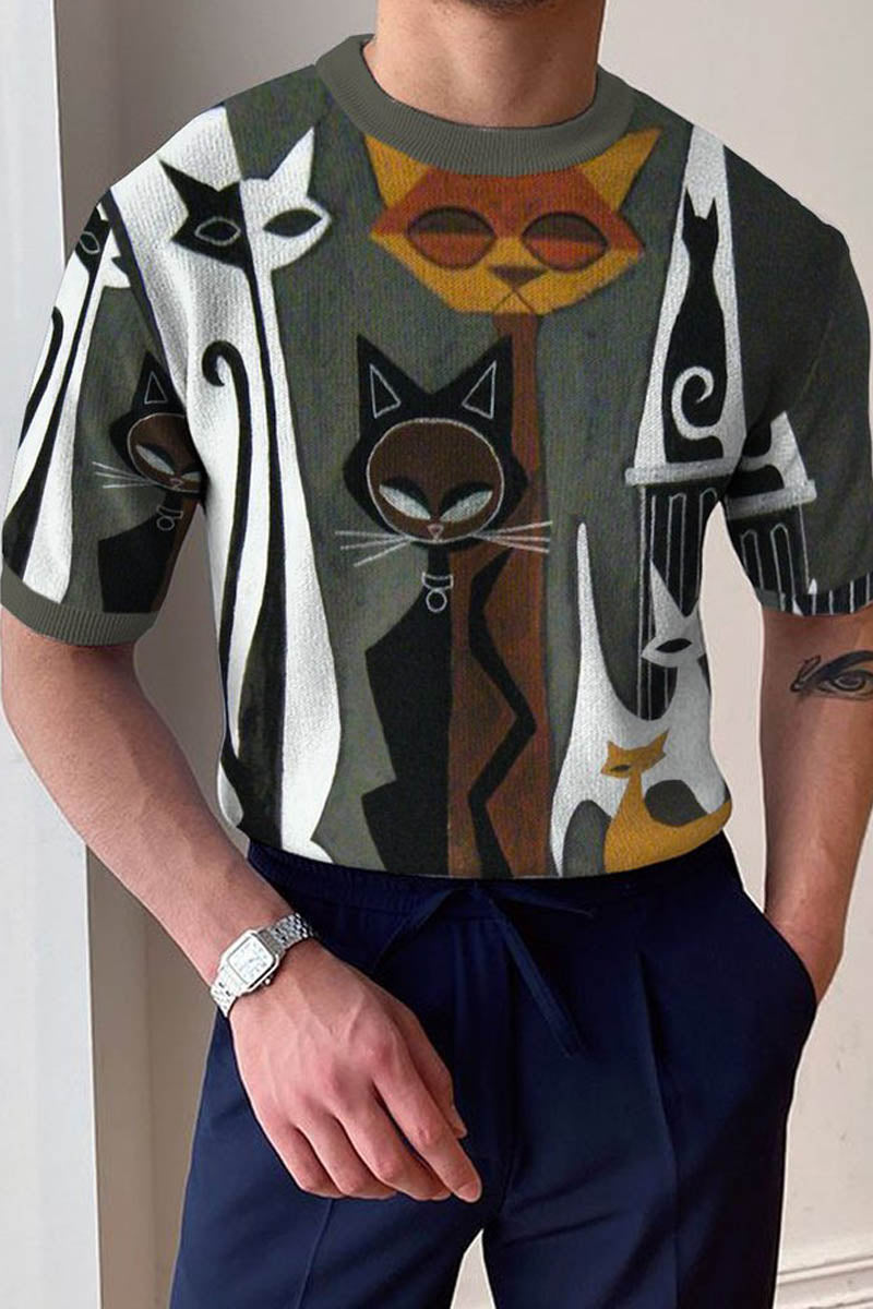 Men's Round Neck Knitted T-Shirt - Fashionpara