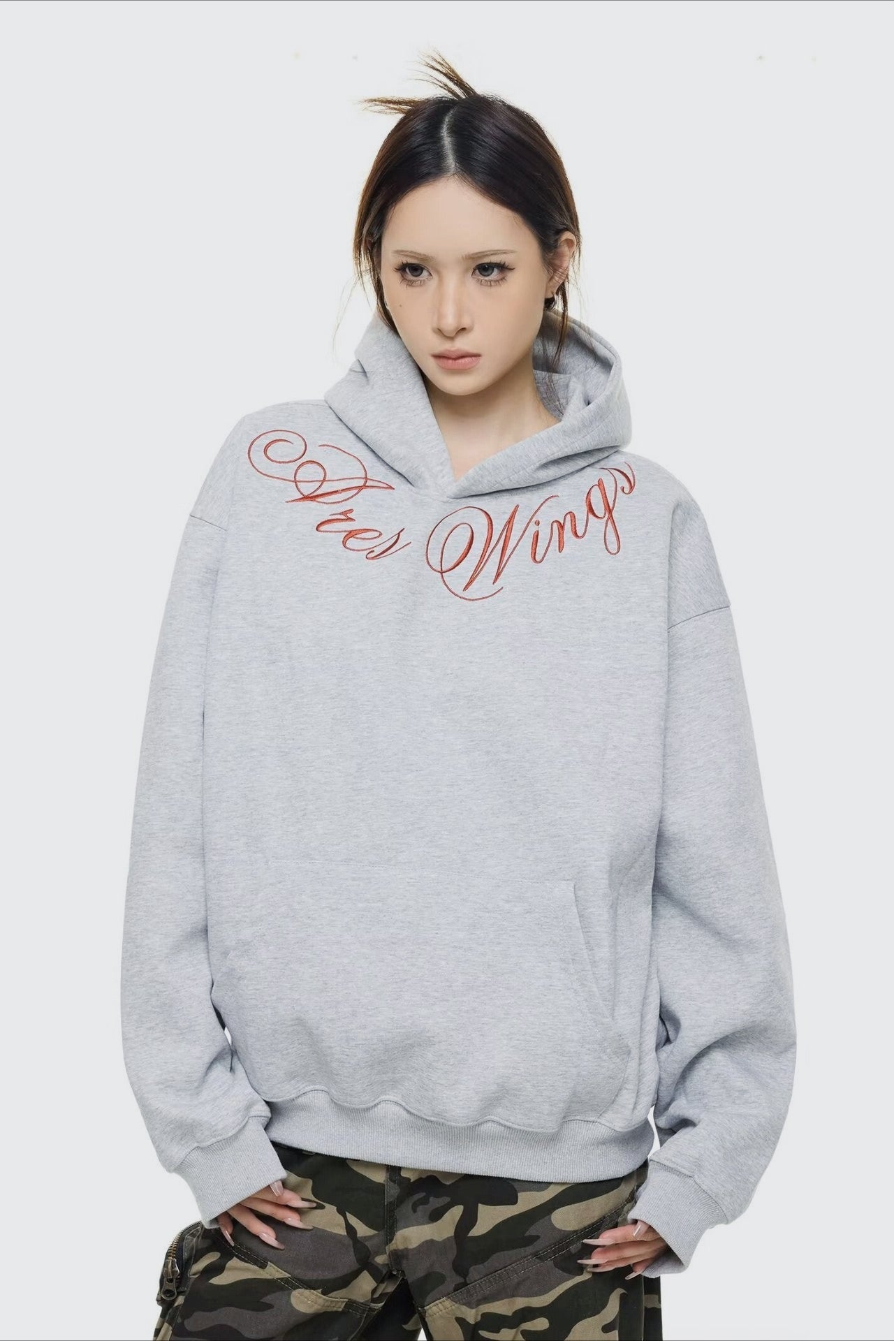 Embroidered Letter Oversized Hoodie - Fashionpara