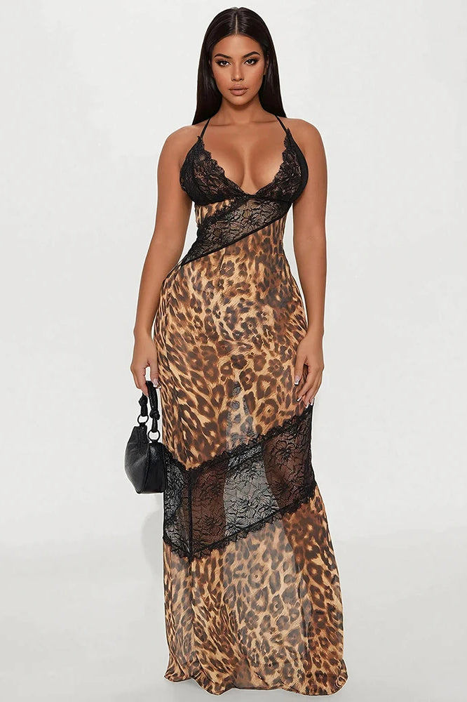 Weird Puss Mesh Patchwork Maxi Dress - View 5