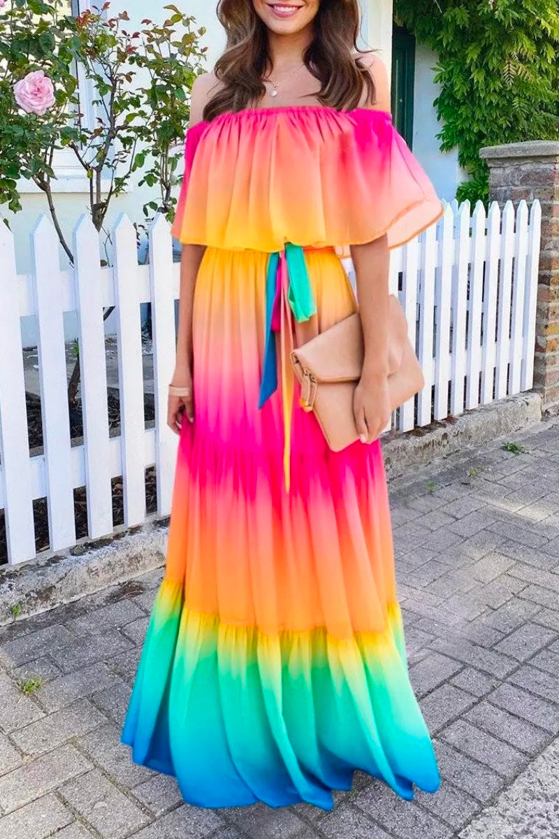 Gradual Change Multicolor Maxi Dress  Fashionpara
