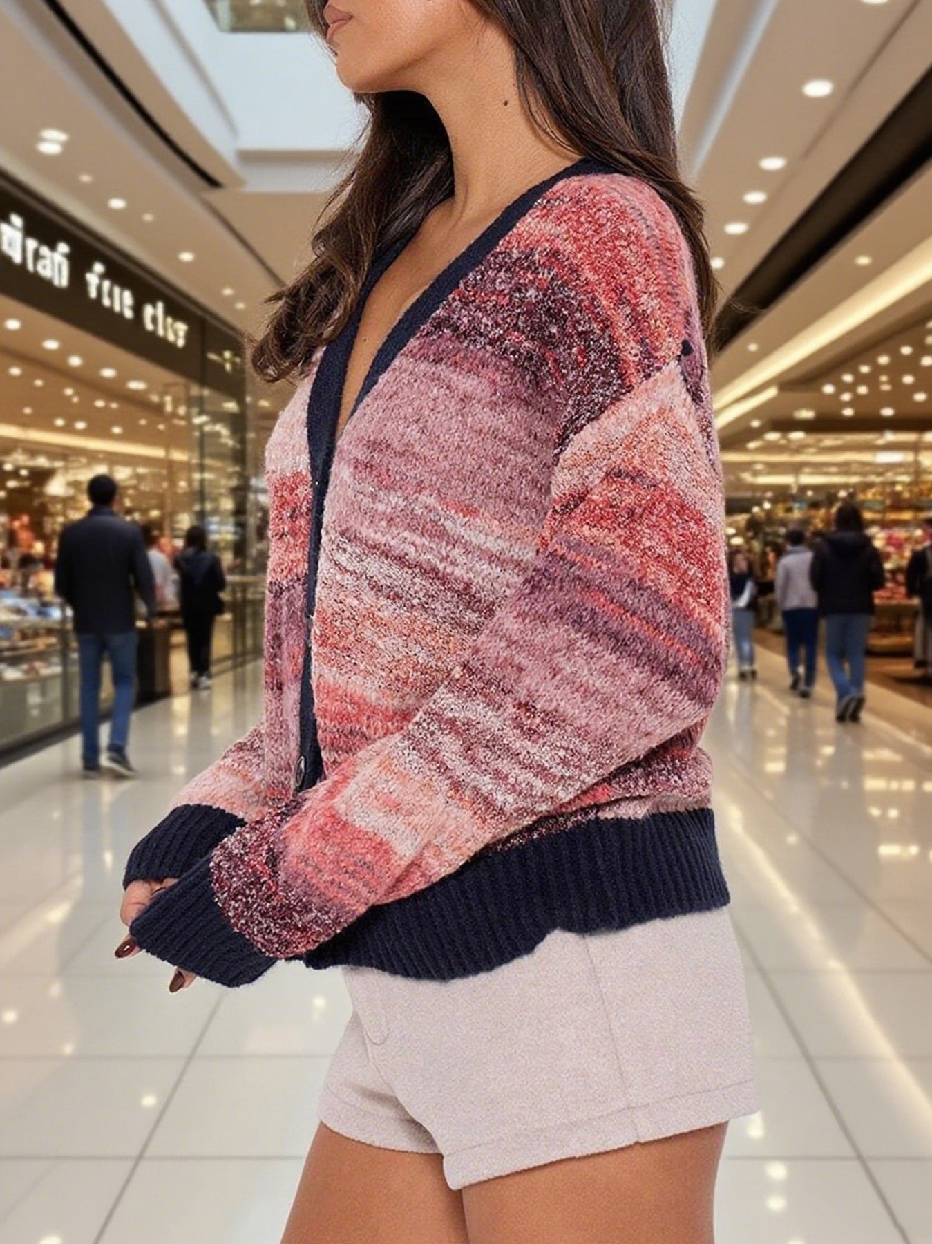 Color-Block Striped V-Neck Retro Knit Sweater for Style