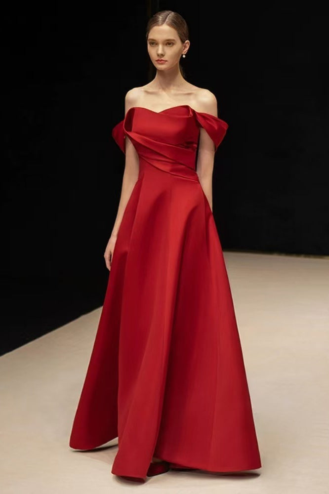 Satin Off Shoulder Ruched Formal Dress - View 3