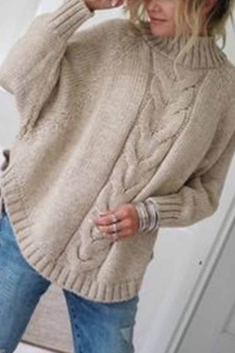 Florcoo Women's Loose Knitted Turtleneck Pullover Sweater