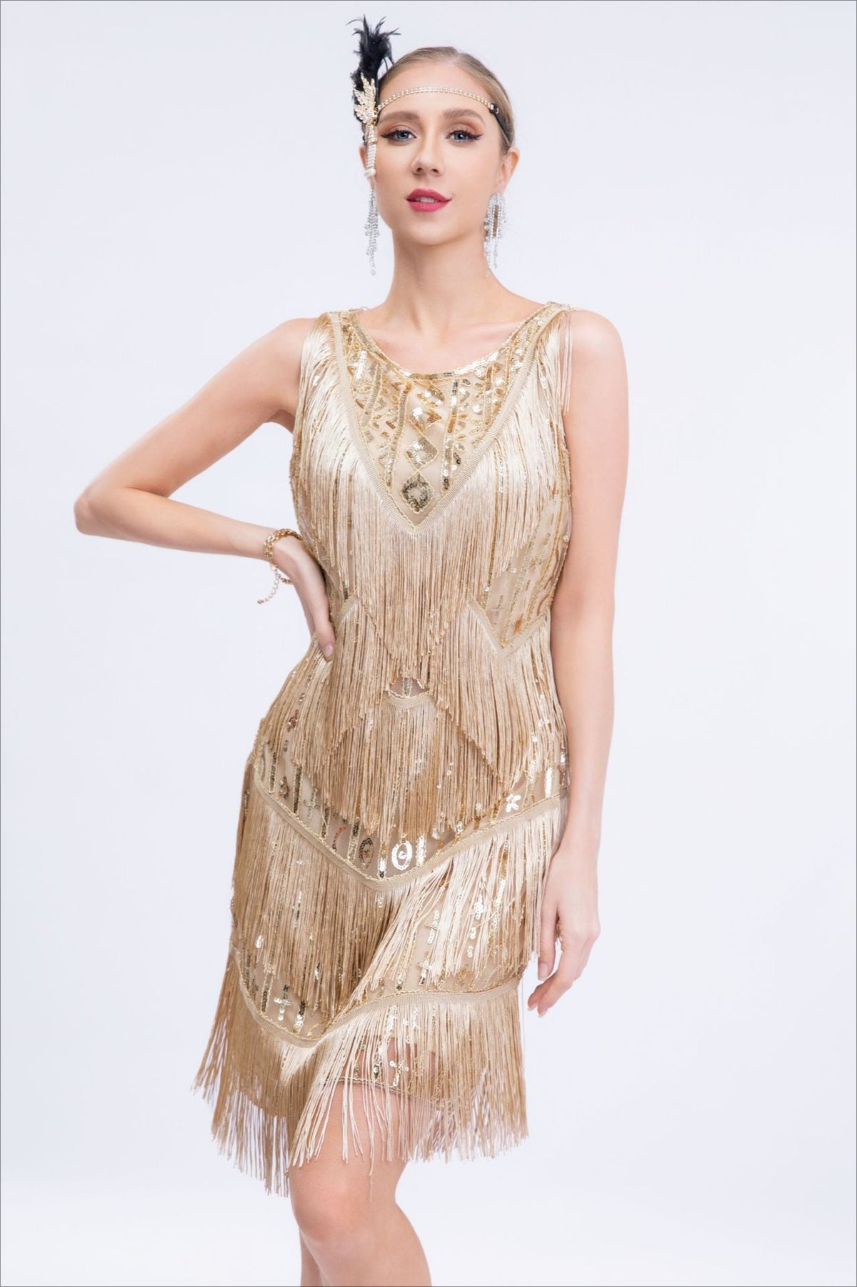 Vintage Sequin Fringe Party Dress