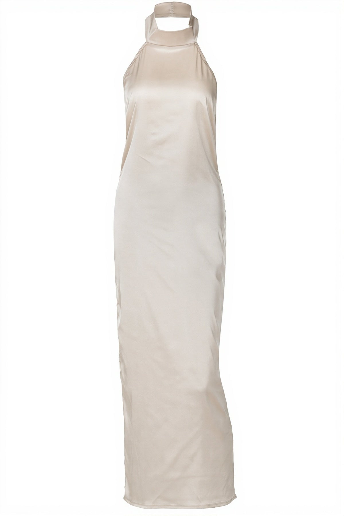 Satin Halter Neck Draped Cowl Maxi Dress 5