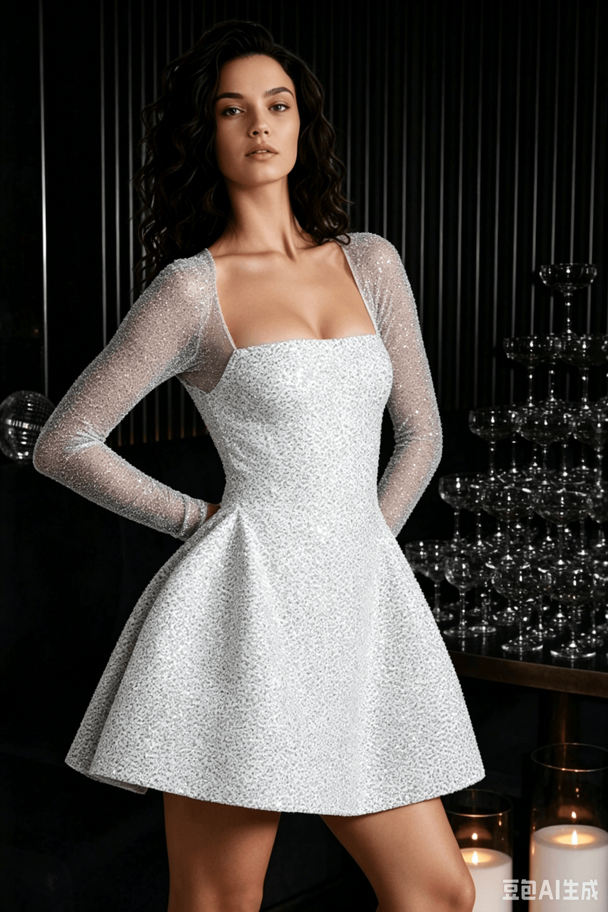 Backless Sequin Mini Dress