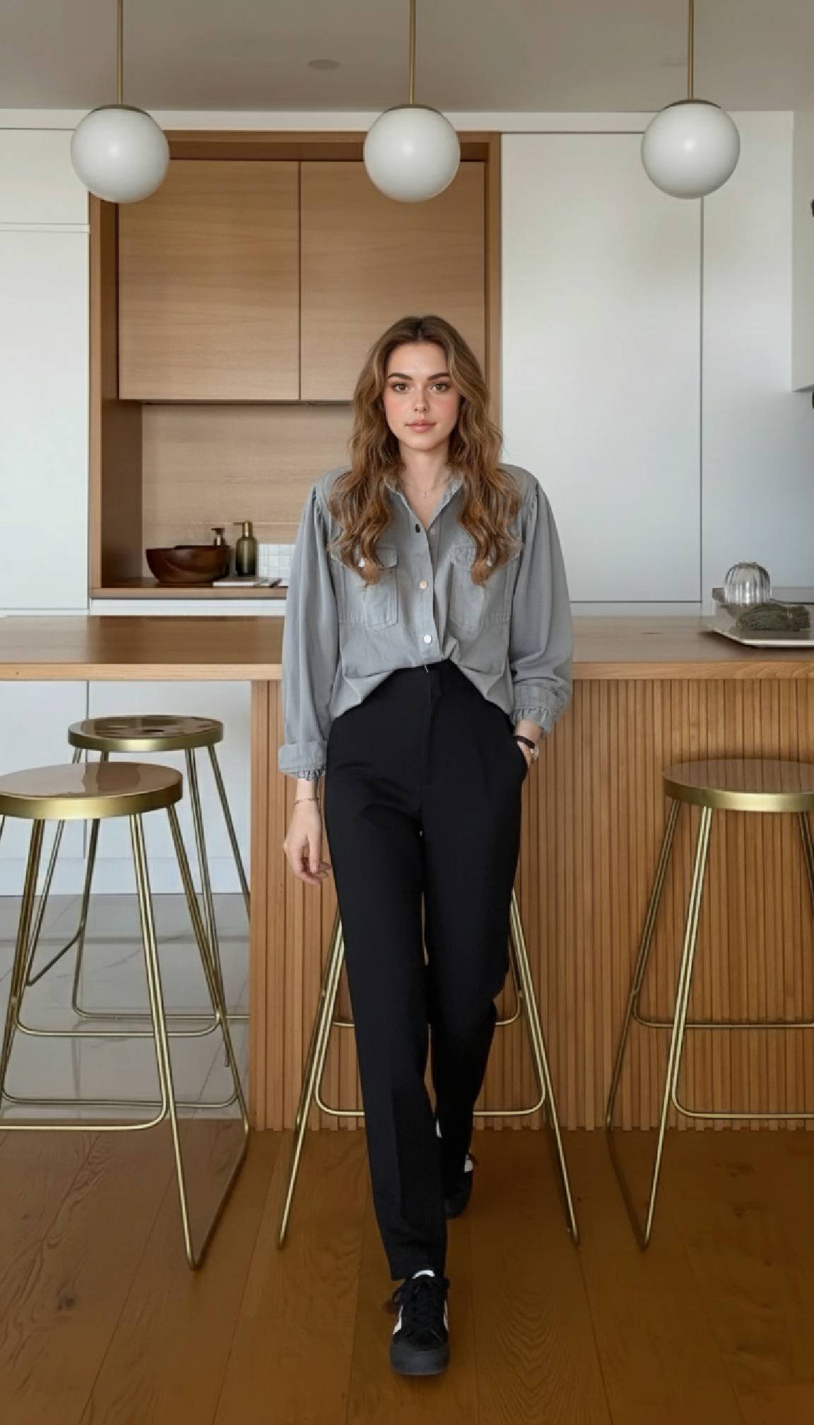 Pleated Long Sleeve Blouse - Fashionpara