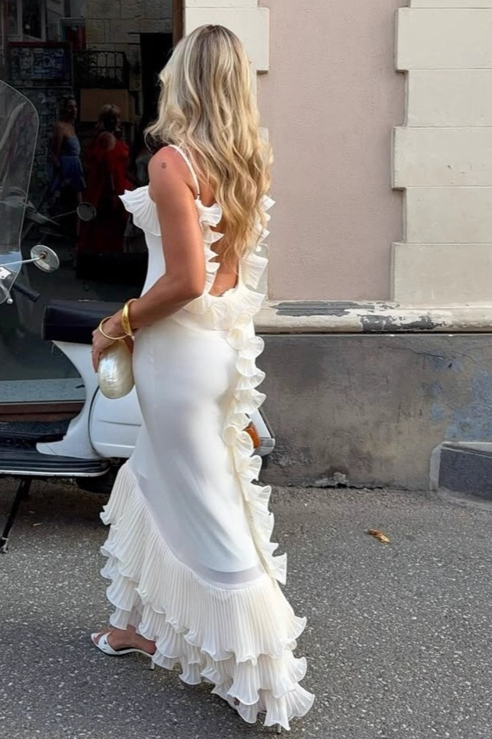 Ruffle Backless Spaghetti Strap Formal Dress - View 3