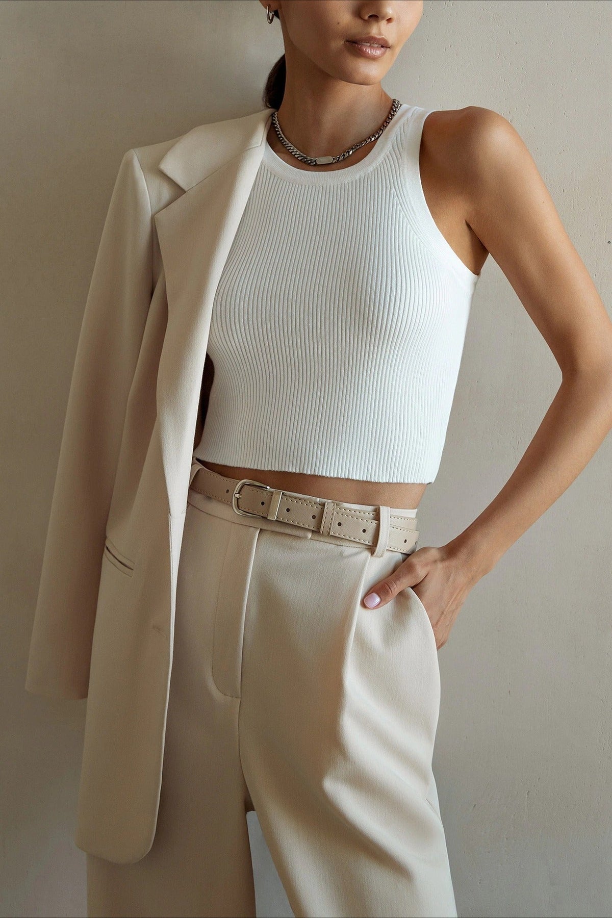 Solid Cropped Knit Top