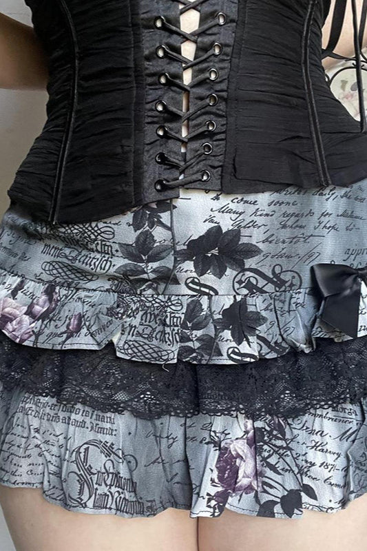 Gothic Lace Bow Mini Skirt