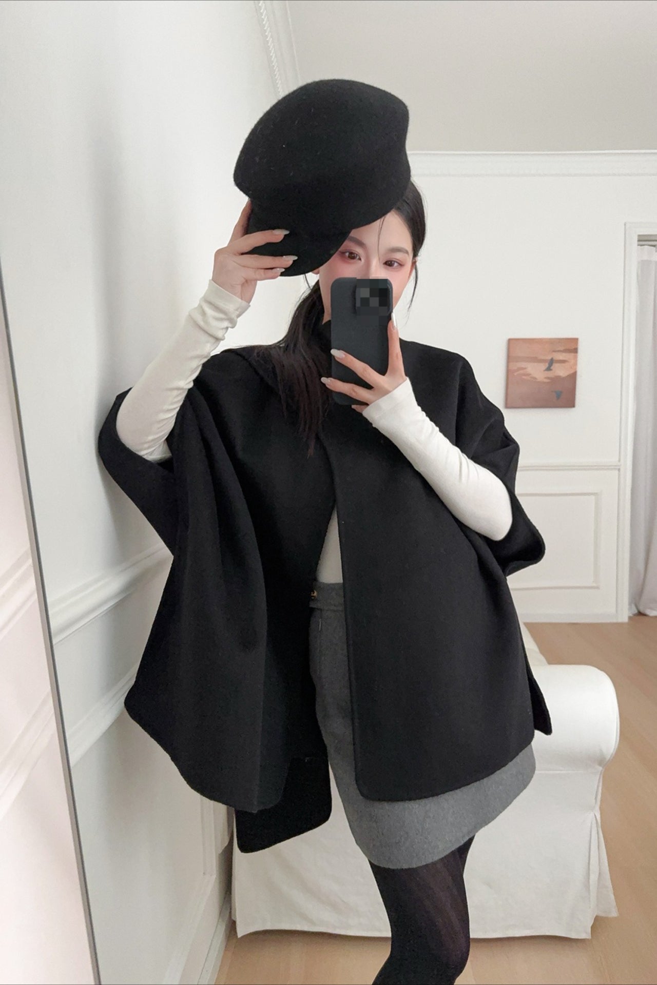 Wool Tencel Solid Scarf Shawl Cape Irregular Coat
