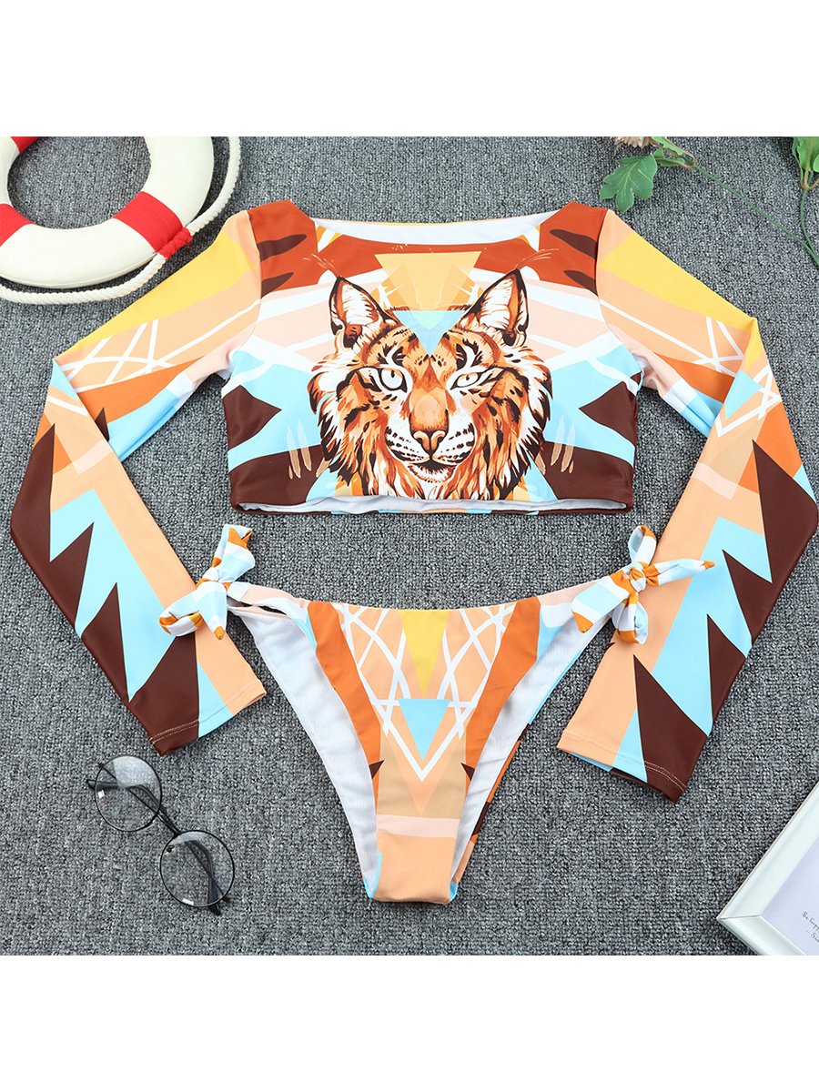 Long Sleeve Sunscreen Bandage Bikini - Fashionpara