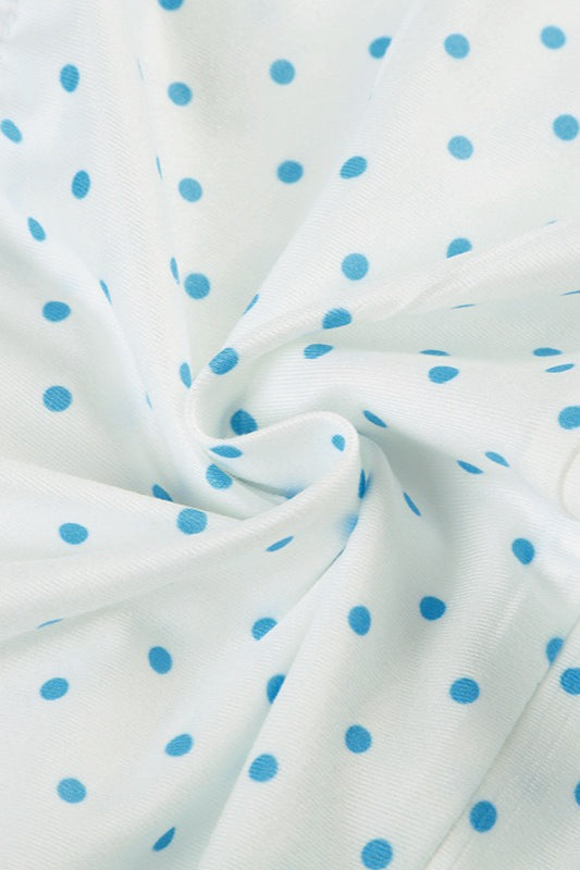 Polka Dot V-Neck Tie Halter Crop Top